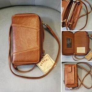 Cherokee Tan/Brown Crossbody Wallet Bag